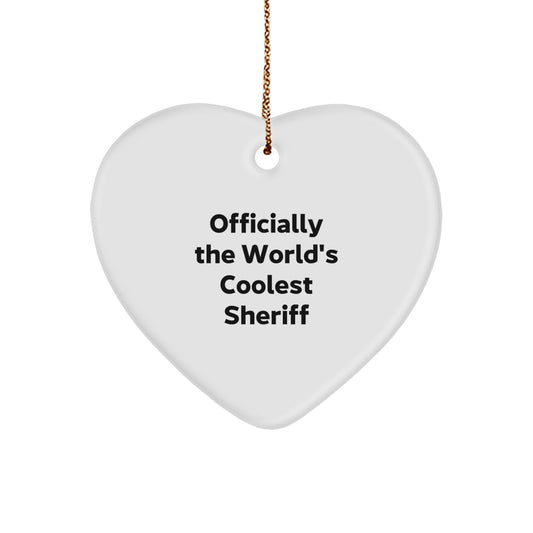 The World's Coolest Sheriff Heart Ornament, Funny Sheriff Christmas Unique Gifts from Men, Women, Family to Friends, Co Workers - Image 1