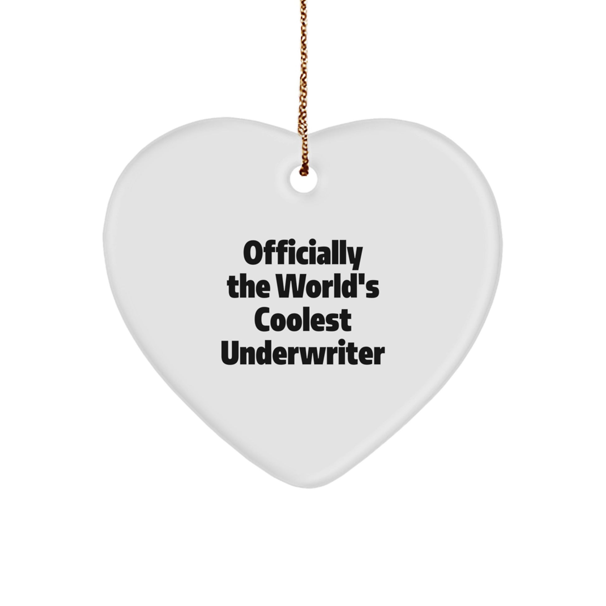 Funny Underwriter Gifts from Men to Friends - 'Officially The World's Coolest Underwriter' Heart Ornament for Christmas Unique Gifts - Image 1