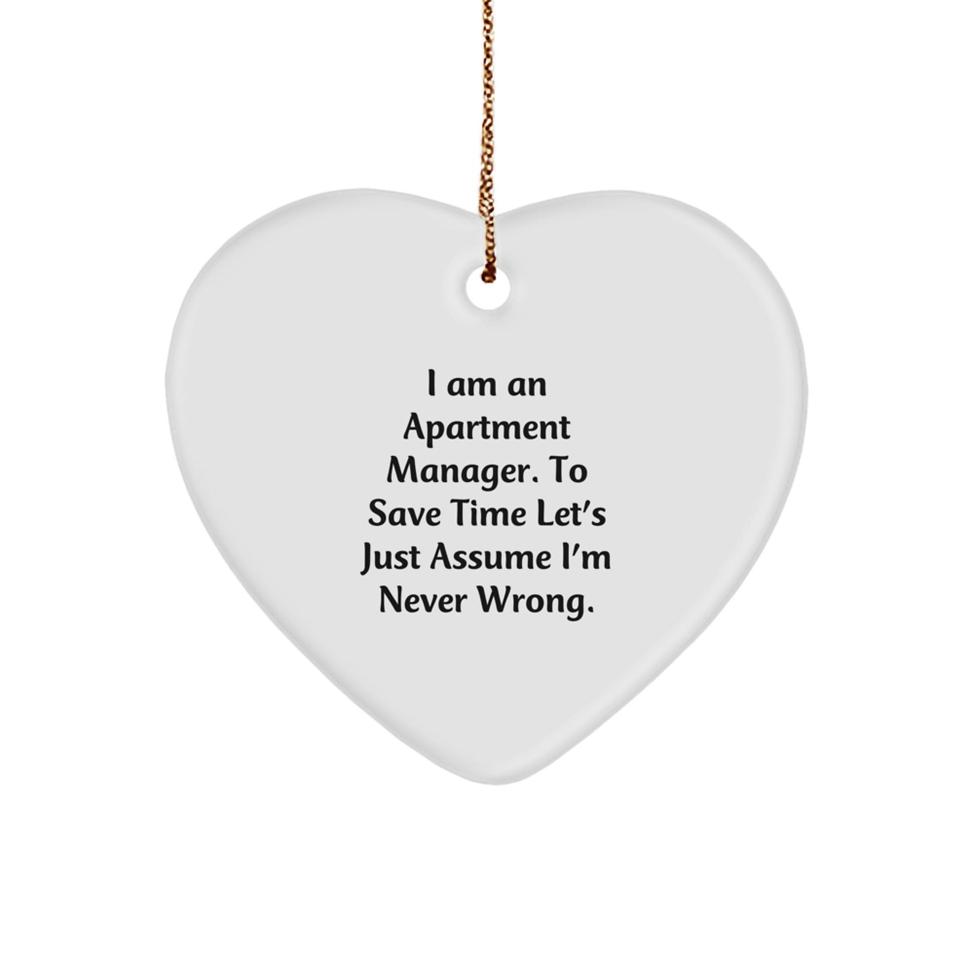 Funny Quote Apartment Manager Christmas Heart Ornament Gifts from Friends, Cute Heart Shaped Decor for Apartment Manager Gifts for Women, Men, Family, Coworkers - Image 1
