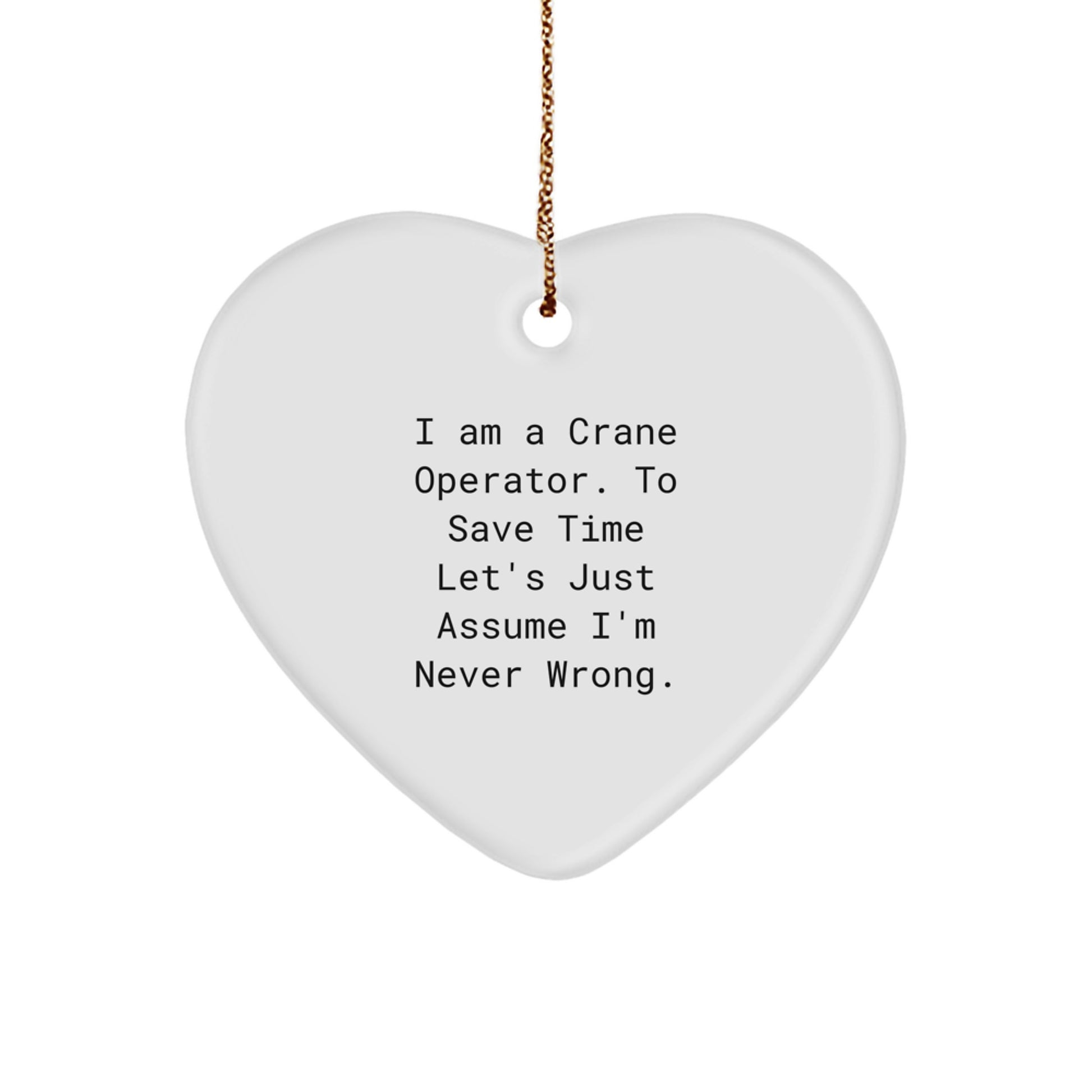 Christmas Gift for Her Crane Operator Heart Ornament Present - Image 1