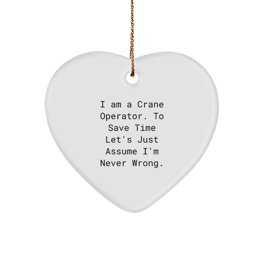 Christmas Gift for Her Crane Operator Heart Ornament Present - Image 1