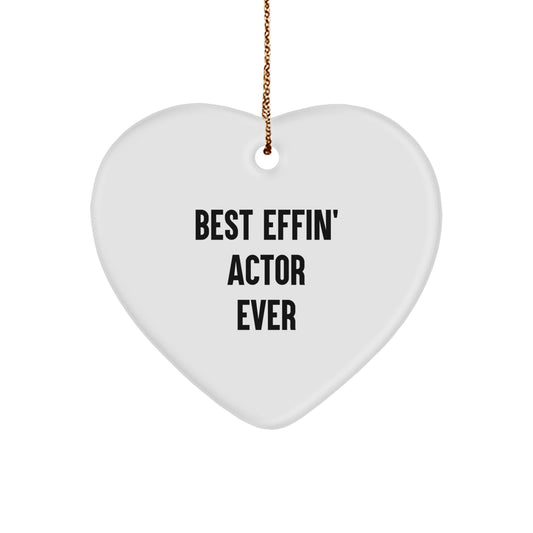 Funny Actor Gifts from Men, Women, Friends, Coworkers, Family - Best Effin' Actor Ever Heart Ornament for Christmas Unique Gifts - Image 1