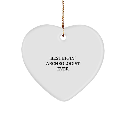Funny Archeologist Gifts for Men - Best Effin' Heart Ornament, White, Christmas Unique Gifts from Friends - Image 1