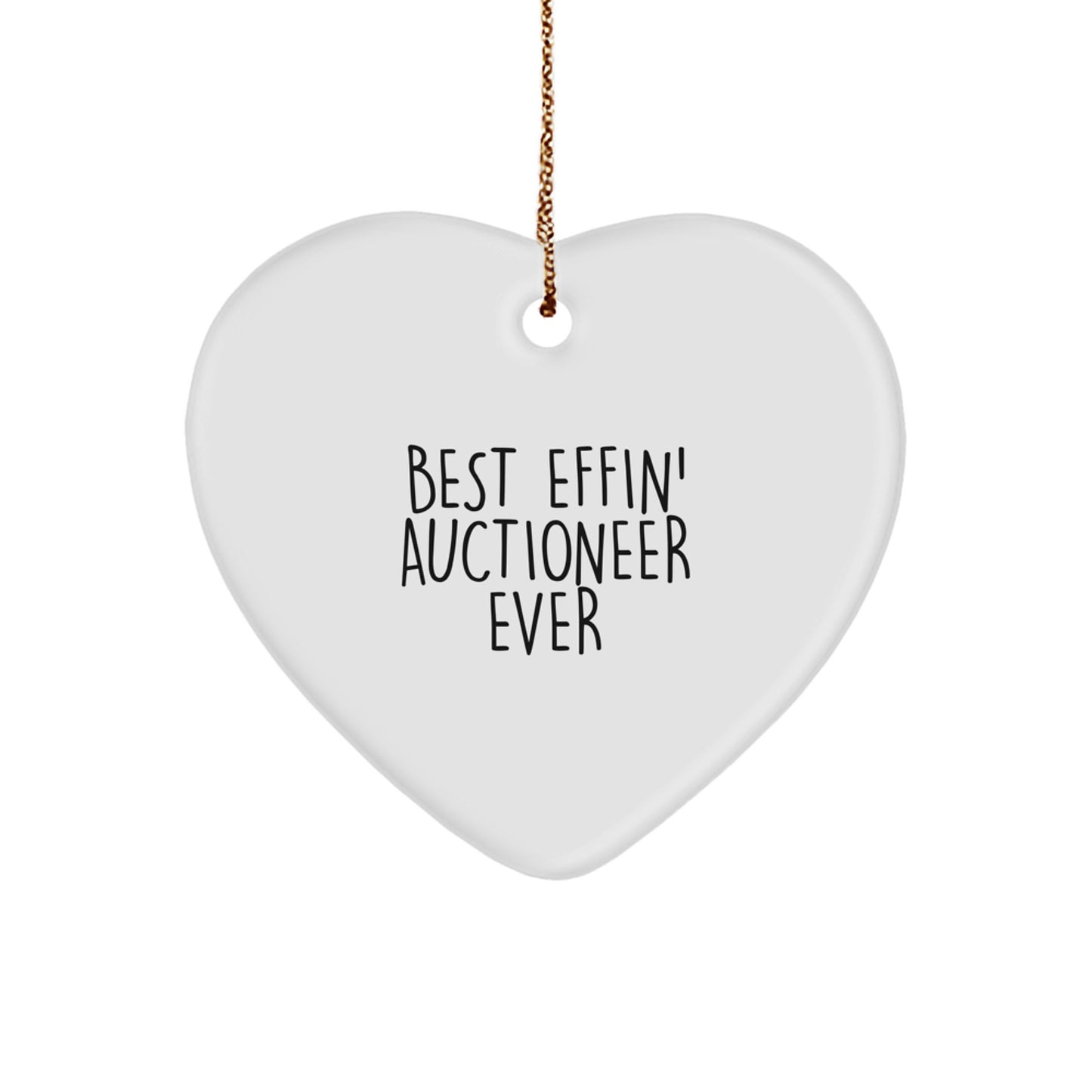 Funny Best Effin' Auctioneer Ever Heart Ornament Gifts from Friends, Unique Christmas Unique Gifts for Auctioneer, Heart Shaped MDF Wood Ornament - Image 1