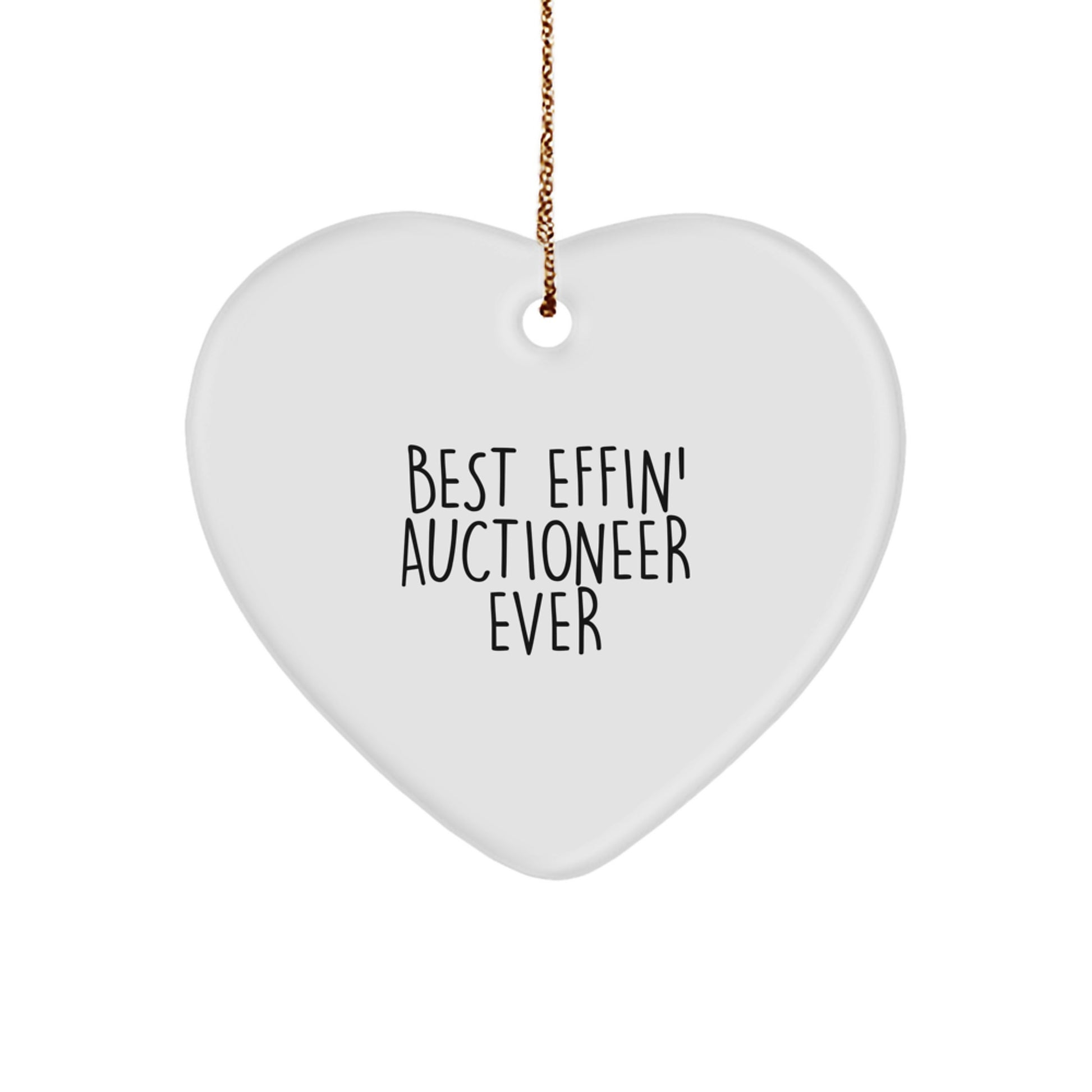 Funny Best Effin' Auctioneer Ever Heart Ornament Gifts from Friends, Unique Christmas Unique Gifts for Auctioneer, Heart Shaped MDF Wood Ornament - Image 1