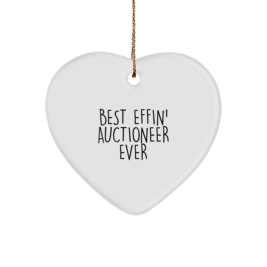 Funny Best Effin' Auctioneer Ever Heart Ornament Gifts from Friends, Unique Christmas Unique Gifts for Auctioneer, Heart Shaped MDF Wood Ornament - Image 1