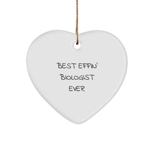Funny Biologist Gifts for Men, 'Best Effin' Biologist Ever' Heart Ornament, Christmas Unique Presents from Friends - Image 1
