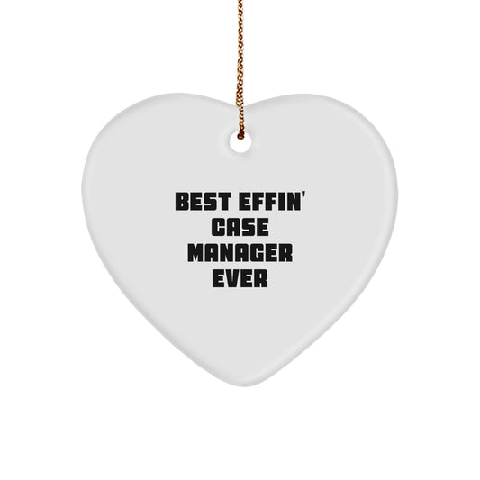 Funny Case Manager Gifts from Friends, Best Effin' Ever Heart Ornament for Case Manager, Christmas Unique Presents - Image 1
