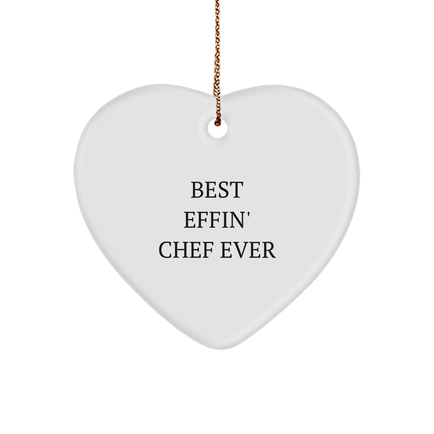 White MDF Chef Heart Ornament for a Best Friend Companion Christmas Gift - Image 1