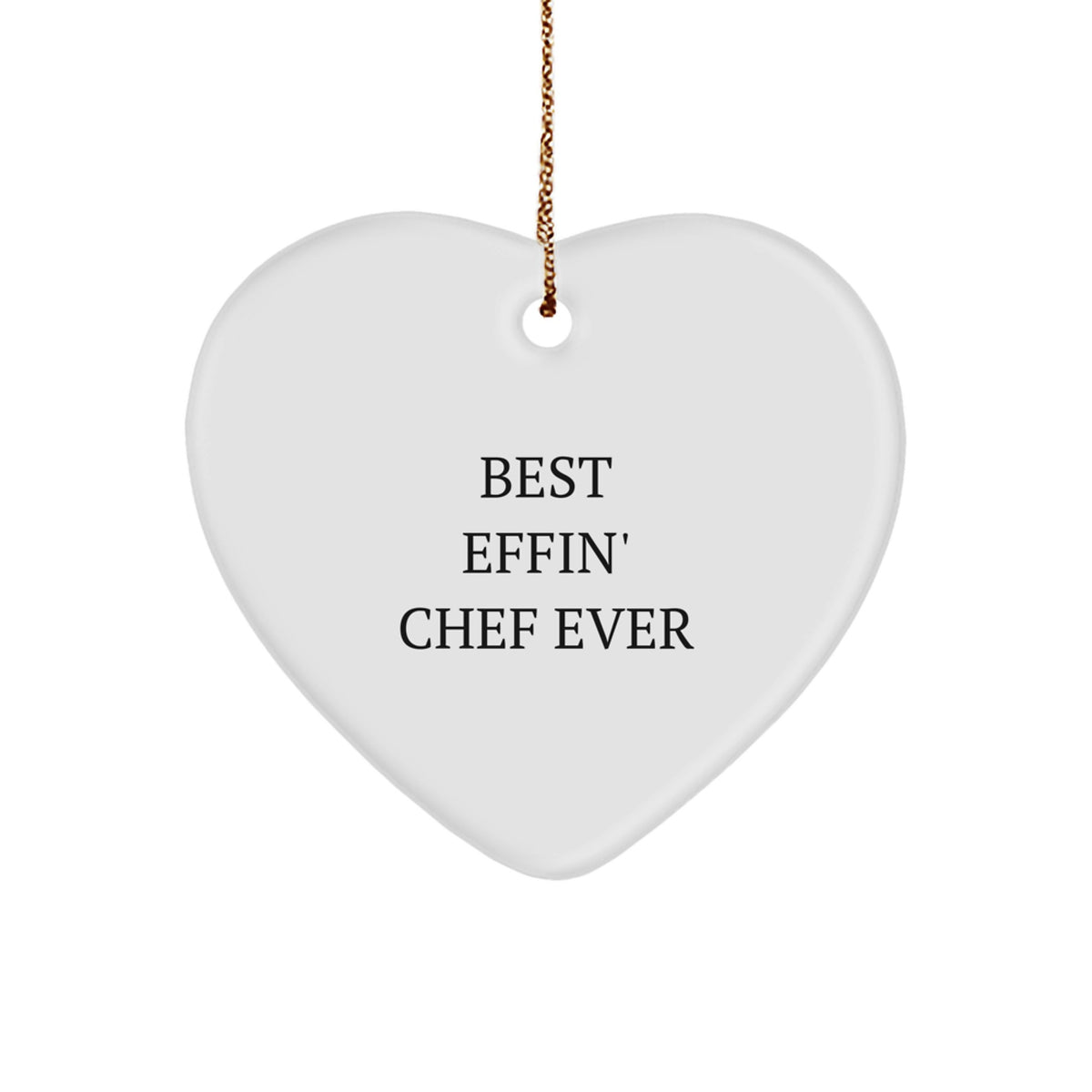 White MDF Chef Heart Ornament for a Best Friend Companion Christmas Gift - Image 1