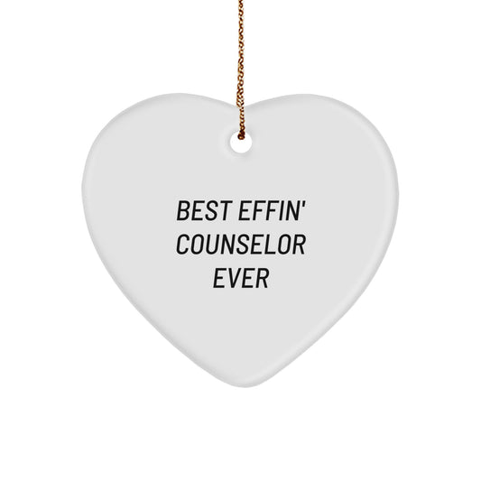 Funny Counselor Gifts from Friends, Heart Ornament Best Effin' Counselor Ever, Unique Christmas Memorable Presents for Counselor - Image 1