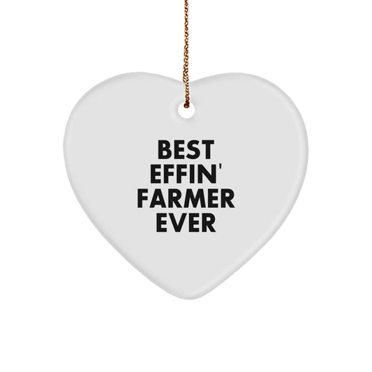 Funny Farmer Gifts for Men from Friends, Best Effin' Farmer Ever Heart Ornament, Christmas Unique Gifts - Image 1