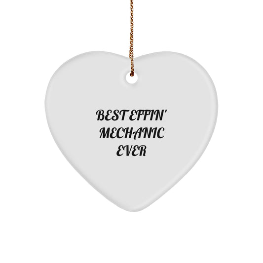 Funny Mechanic Gifts for Men - 'Best Effin' Mechanic Ever' Heart Ornament, Gifts from Family for Mechanic - Image 1