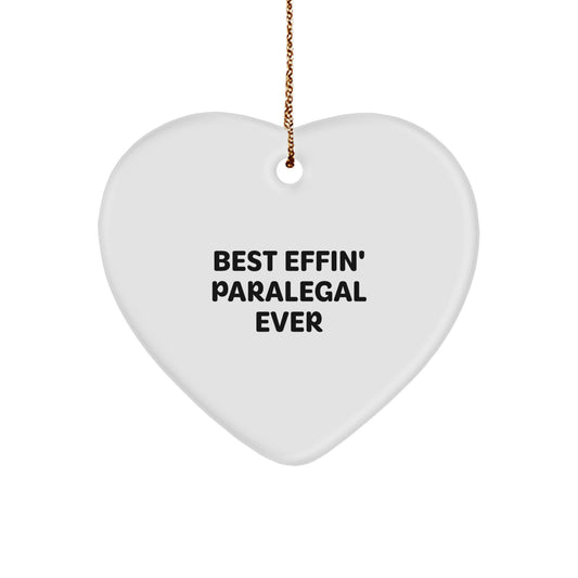 Funny Paralegal Gifts from the Heart Best Effin' Paralegal Ever - Heart Ornament for Christmas Unique Gifts for Paralegal Men and Women - Image 1
