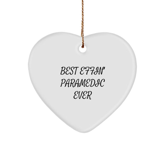 Funny Rescue Worker Gifts for Christmas - 'Best Effin' Rescue Worker Ever' Heart Ornament for Rescue Worker Lovers, Gifts from Family to Rescue Worker, Rescue Worker Heart Ornament for Christmas - Image 1