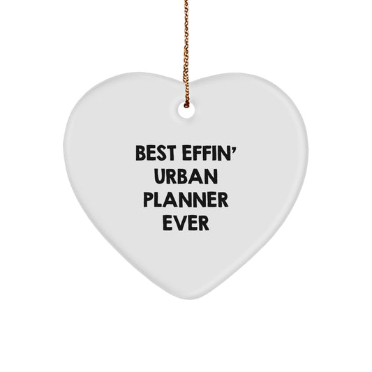 Funny Urban Planner Gifts from Friends - Best Effin' Heart Ornament for Christmas Decorations - Image 1