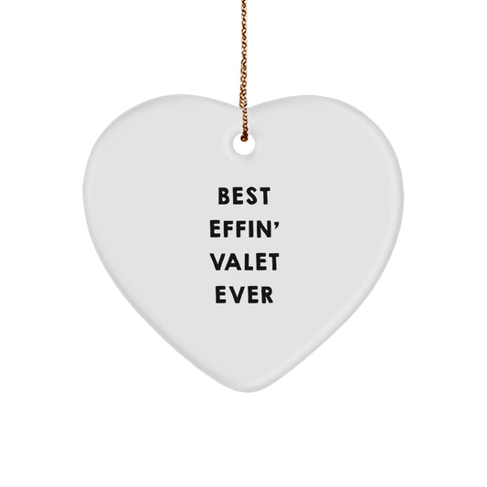 Funny Valet Gifts for Him Heart Ornament Best Effin' Valet Ever Christmas Unique Decor, Gifts from Men to Friends, Family, Coworkers - Image 1