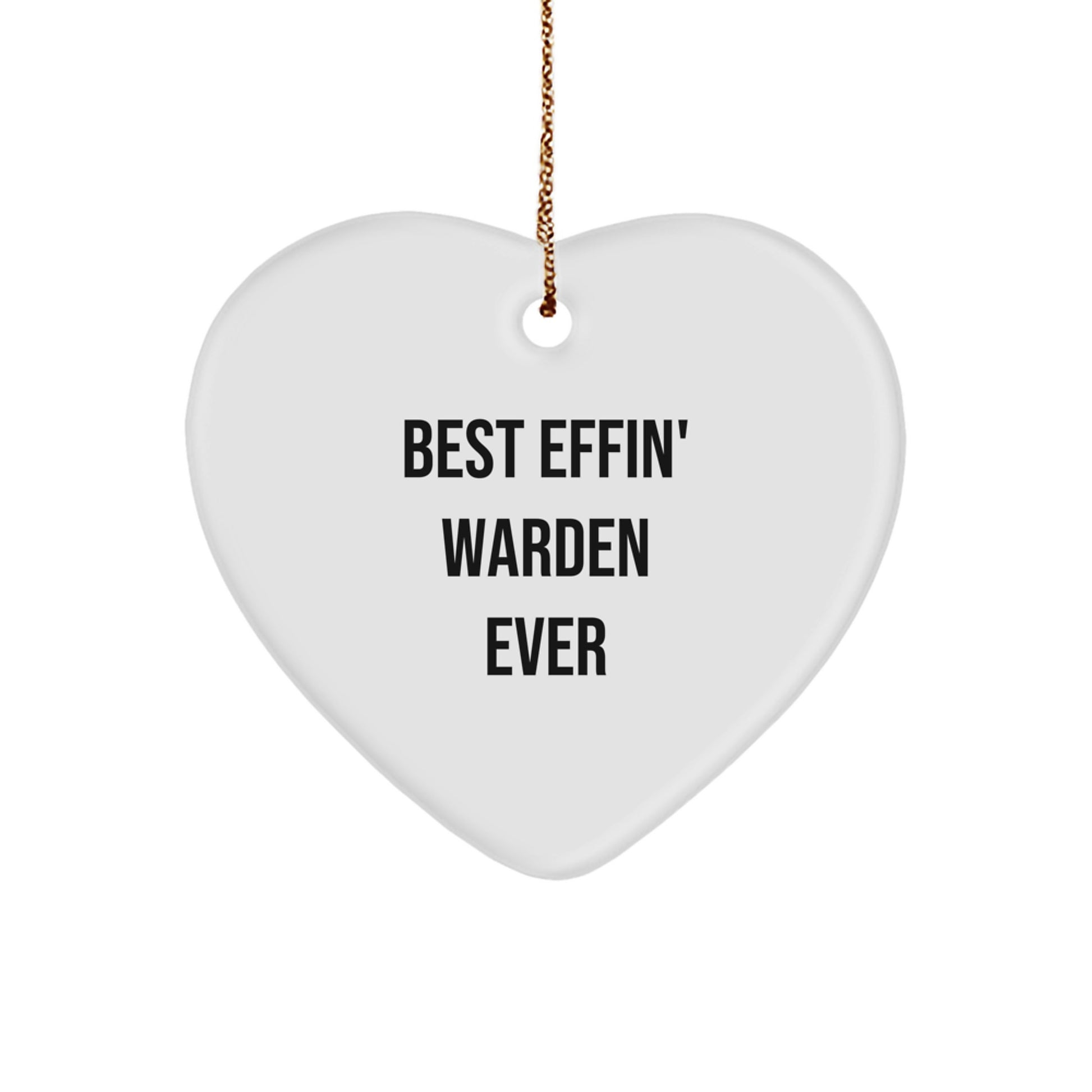 Funny Warden Gifts from Friends for Men - Best Effin' Warden Ever Heart Ornament, Christmas Unique Warden Presents - Image 1