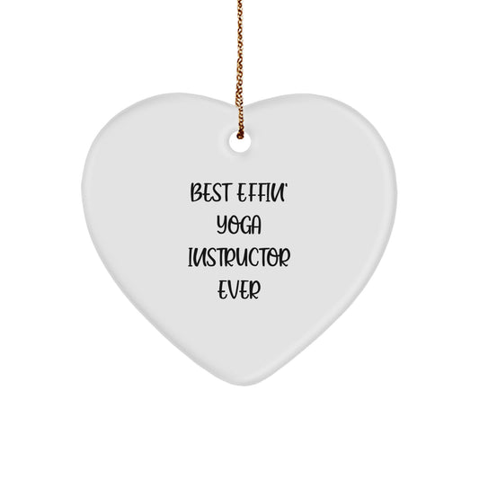 Funny Yoga Instructor Gift from Best Effin' Instructor Ever - Heart Ornament for Christmas - Image 1