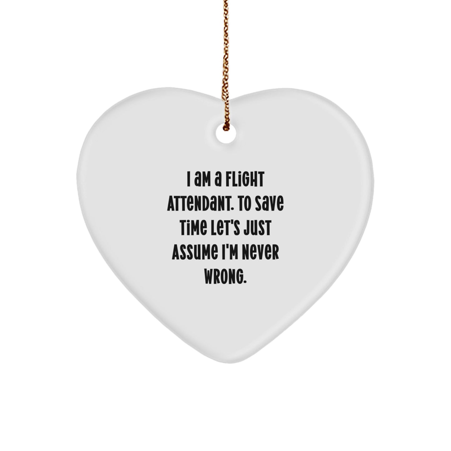Sassy Flight Attendant Heart Ornament Novelty for Friends Christmas Gift - Image 1