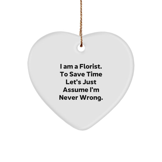 Playful Florist Heart Ornament Novelty Christmas Gift for Friends - Image 1