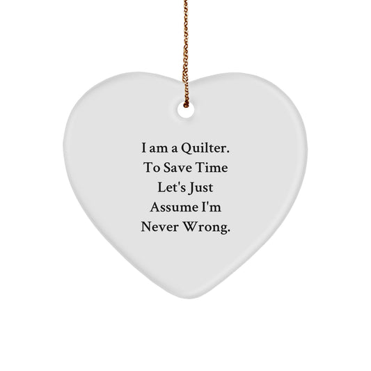 Quilter Keepsake Heart Christmas Ornament for Him Gift Durable MDF - Image 1