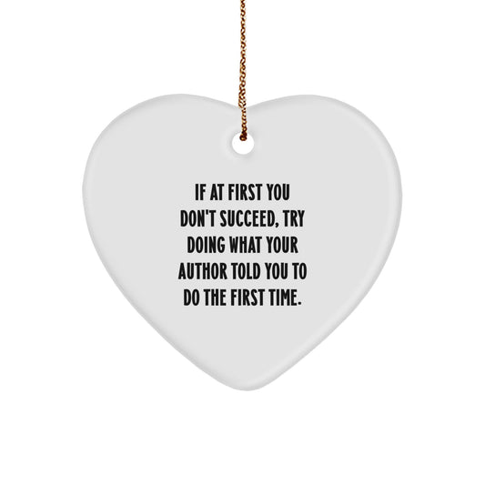 Funny Author Quote Heart Ornament Gifts from Family, Funny Quote Heart Decoration, Christmas Unique Gifts for Author Lovers - Image 1