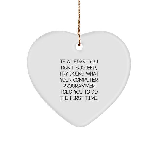 Funny Computer Programmer Gifts from Friends, Heart Ornament for Computer Programmer Men, Christmas Unique Gifts - Image 1