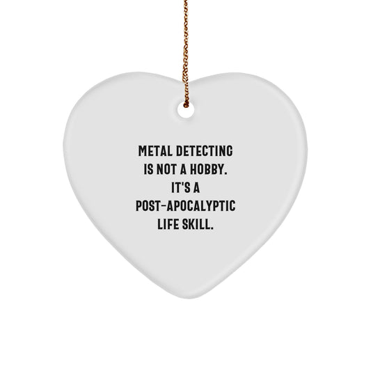 Metal Detecting Favorite Kids Christmas Gift White Heart Ornament - Image 1