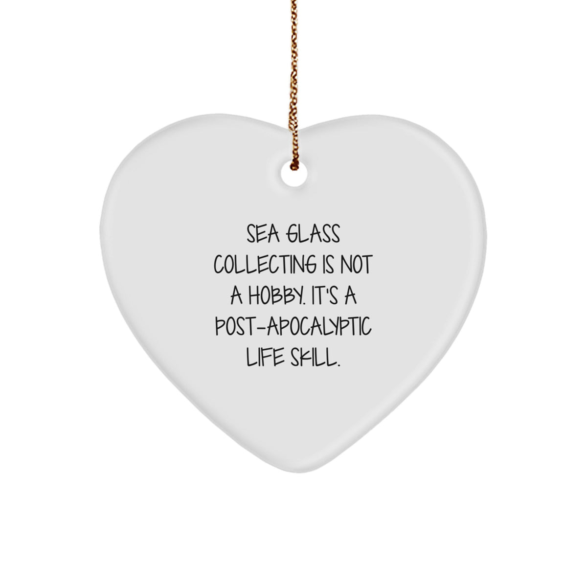 Sea Glass Collecting Keepsake Heart Christmas Ornament for Him Gift - Image 1