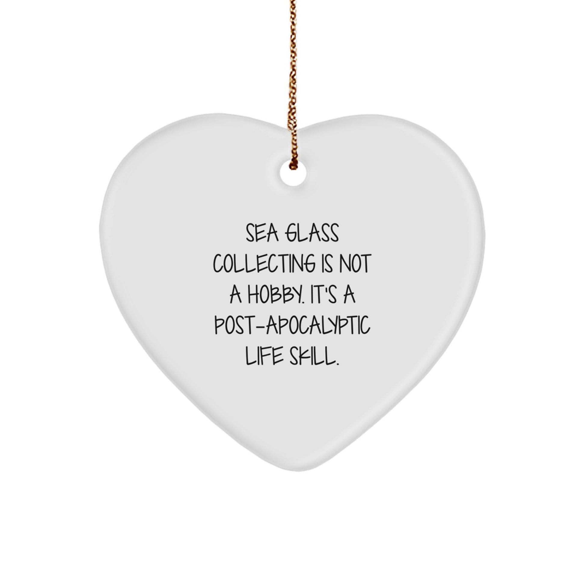 Sea Glass Collecting Keepsake Heart Christmas Ornament for Him Gift - Image 1