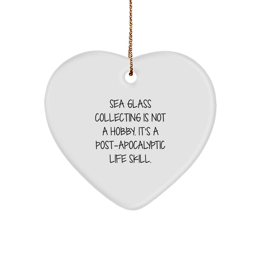 Sea Glass Collecting Keepsake Heart Christmas Ornament for Him Gift - Image 1