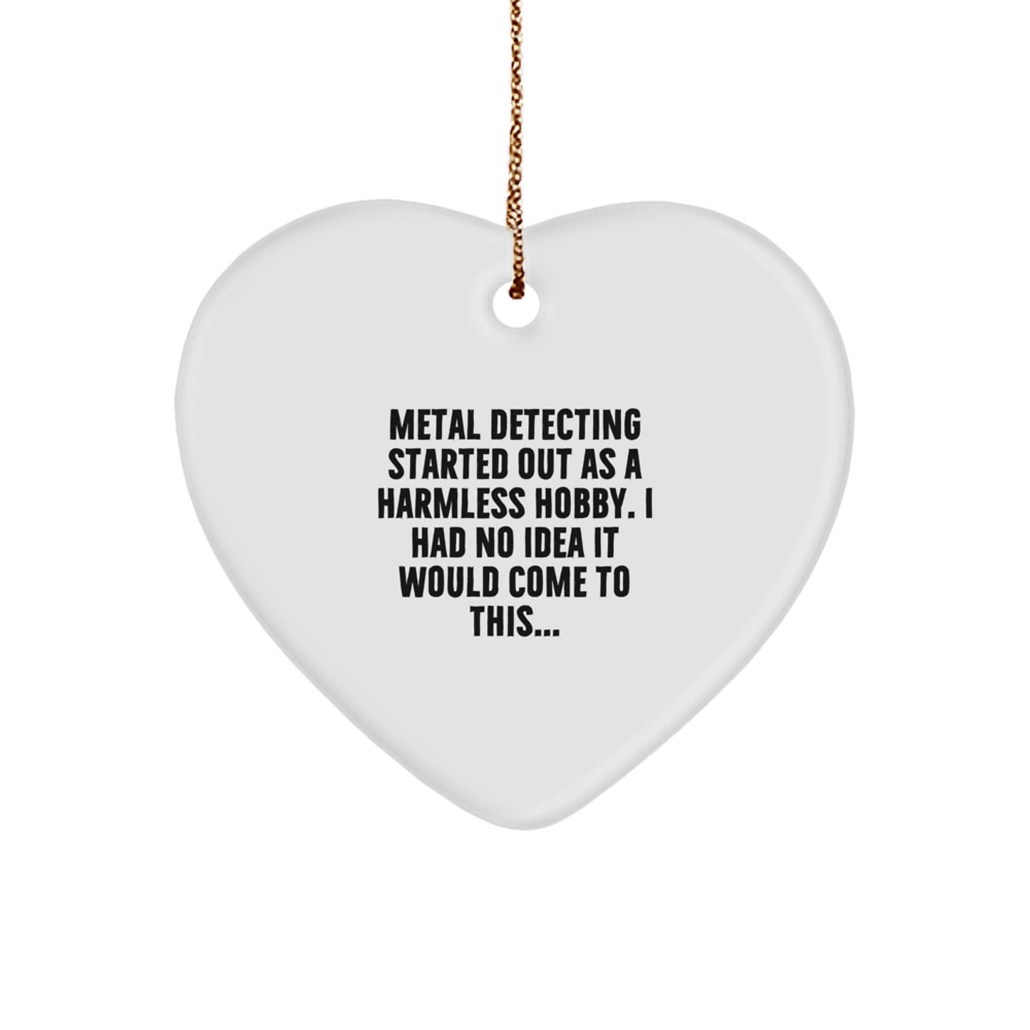Playful Metal Detecting Heart Ornament Christmas Gift for Friends - Image 1