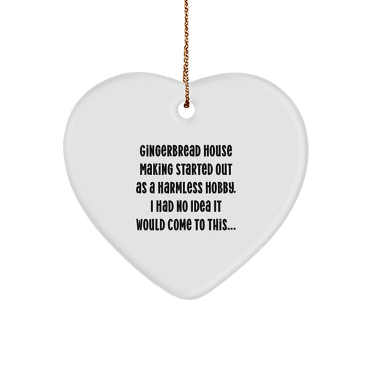 Gingerbread House Making Funny Heart Ornament Gifts for Friends and Family, Gifts from Men to Women, Christmas Unique Ornament for Gingerbread House Making Enthusiasts - Image 1