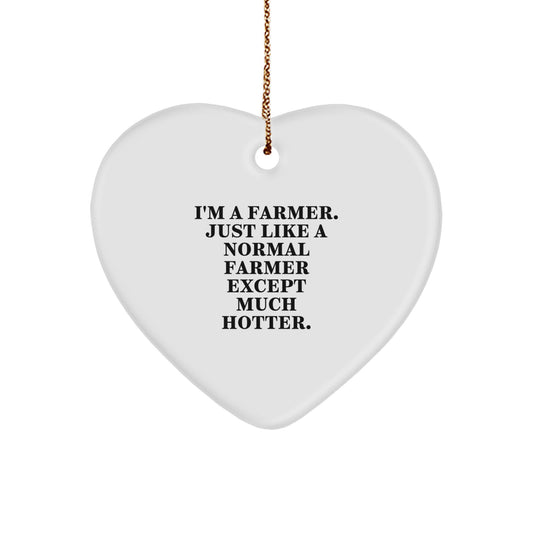 Funny Farmer Heart Ornament Gift for Farmer Friends - I'm a Farmer Just Like a Normal Farmer Except Much Hotter. Christmas Unique Gift - Image 1