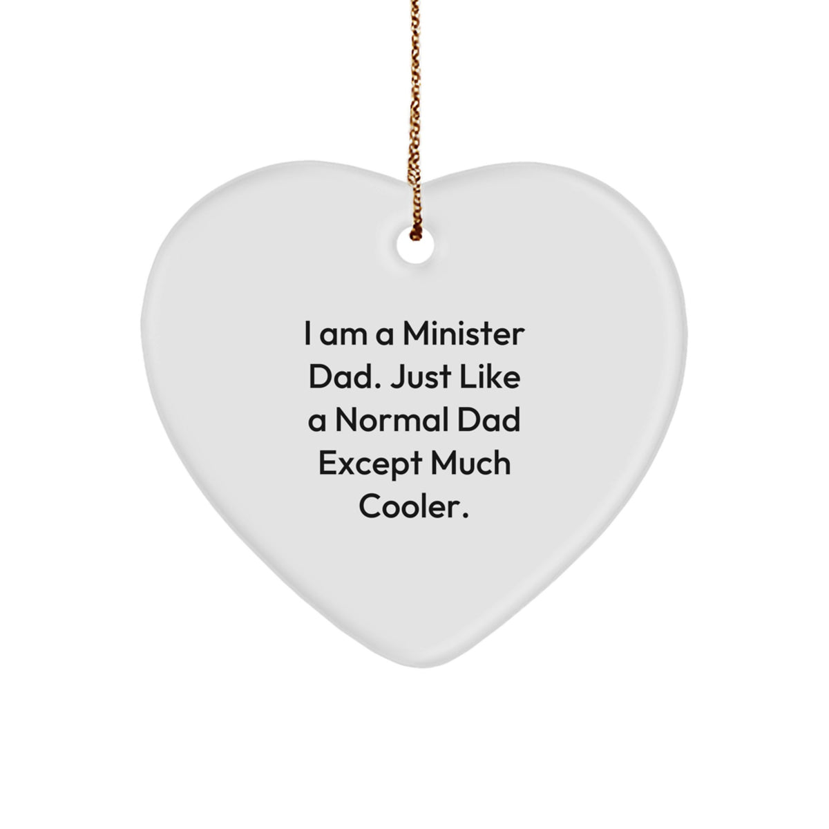 Minister Dad Keepsake Christmas White Heart Ornament for Him Gift - Image 1