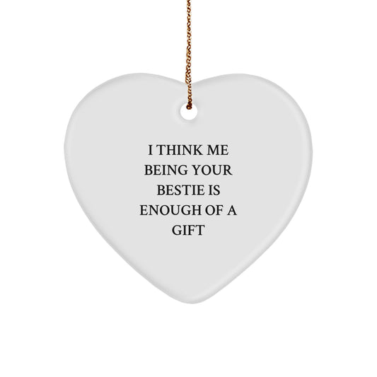 Bestie Keepsake White Heart-Shaped Christmas Ornament for Him Gift - Image 1