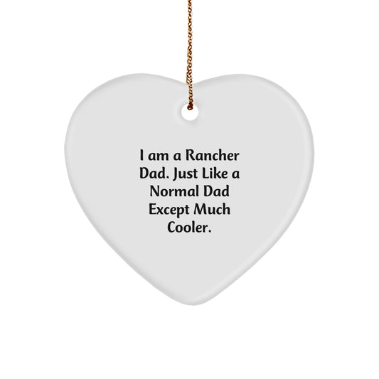 Rancher Dad Keepsake Heart Christmas Ornament for Him Gift - Image 1