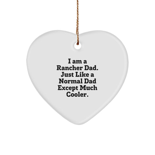 Christmas Gift for Her Rancher Dad Heart Ornament Present - Image 1