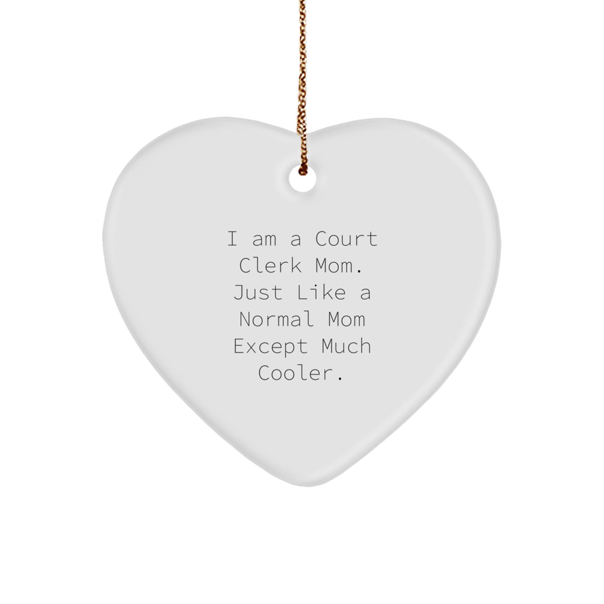 Court Clerk Keepsake Christmas Ornament for Him Gift Heart-Shaped White - Image 1