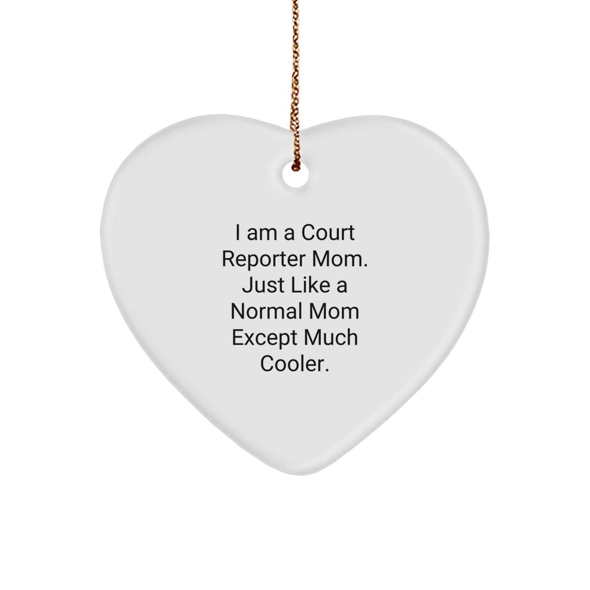 Christmas Gift for Her Court Reporter Mom Heart Ornament Present - Image 1