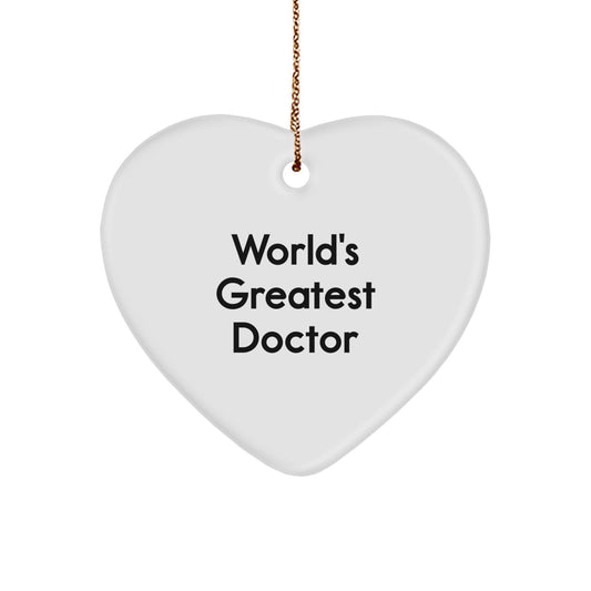 Funny World's Greatest Doctor Gifts from Family for Doctor Men Heart Ornament - Image 1