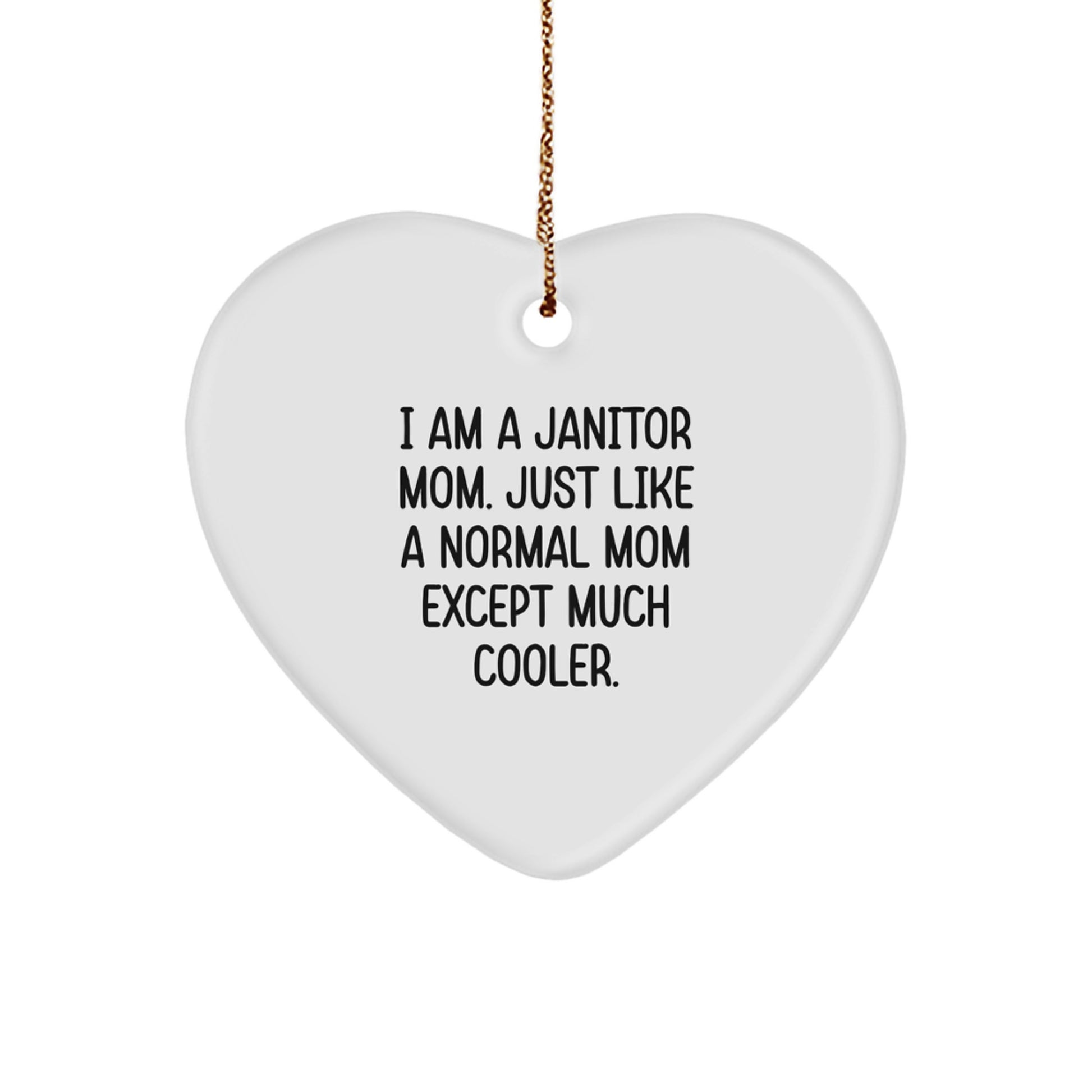 Janitor Mom Heart Ornament Christmas Gift for Coworkers Present Idea - Image 1