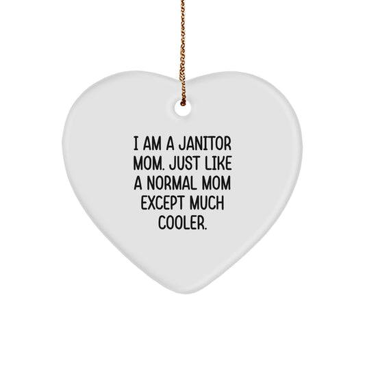 Janitor Mom Heart Ornament Christmas Gift for Coworkers Present Idea - Image 1