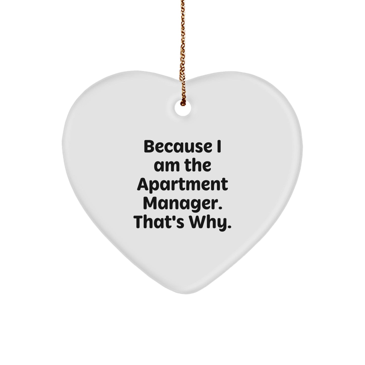 Funny Heart Ornament Gifts from Family to Apartment Manager, Christmas Unique Gifts for Him, Because I Am The Apartment Manager That's Why - Image 1