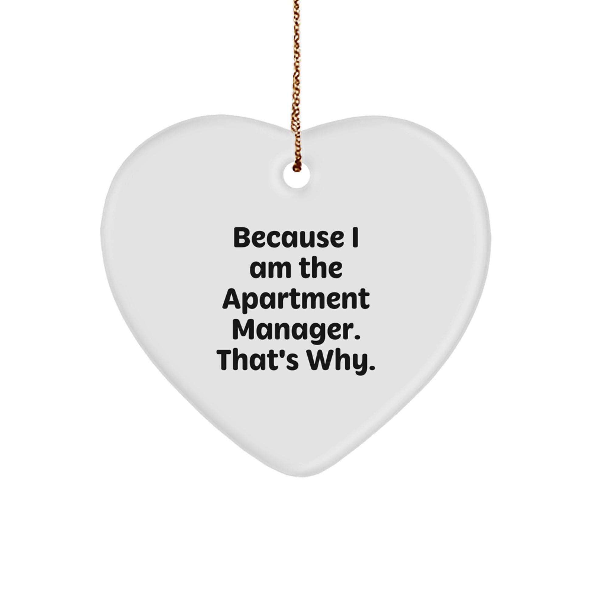 Funny Heart Ornament Gifts from Family to Apartment Manager, Christmas Unique Gifts for Him, Because I Am The Apartment Manager That's Why - Image 1