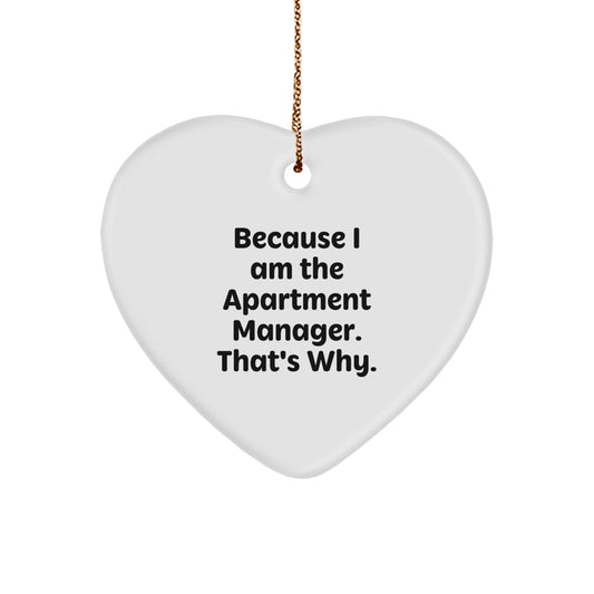 Funny Heart Ornament Gifts from Family to Apartment Manager, Christmas Unique Gifts for Him, Because I Am The Apartment Manager That's Why - Image 1