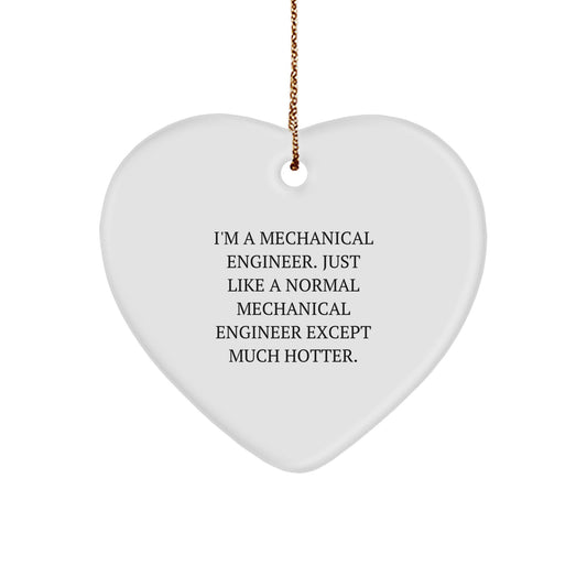 Funny Mechanical Engineer Heart Ornament Gifts from Friends for Men, Unique Christmas Unique Gifts, Heart Shaped with Gold Cord - Image 1