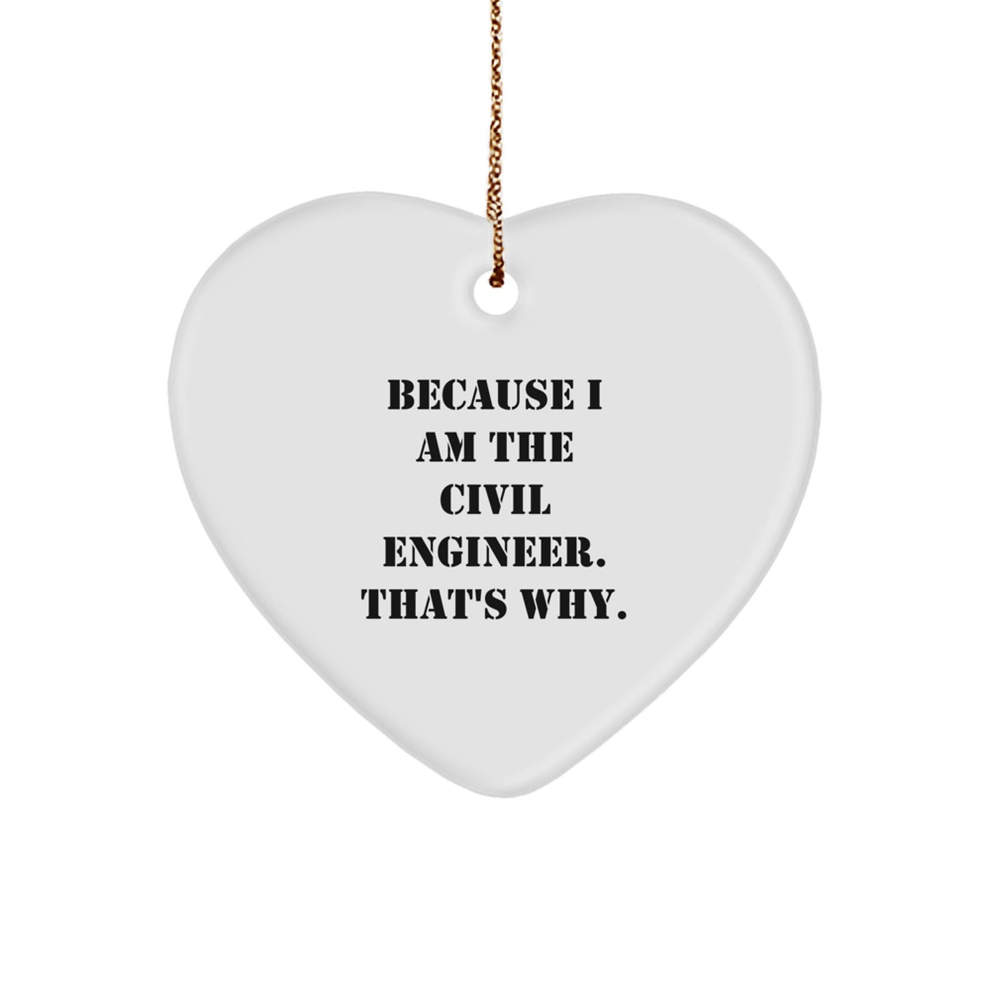 Civil Engineer Keepsake White Heart Christmas Ornament for Him Gift - Image 1