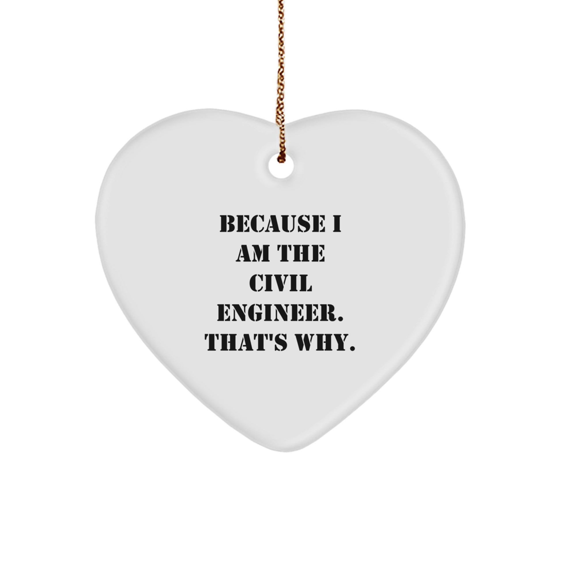 Civil Engineer Keepsake White Heart Christmas Ornament for Him Gift - Image 1
